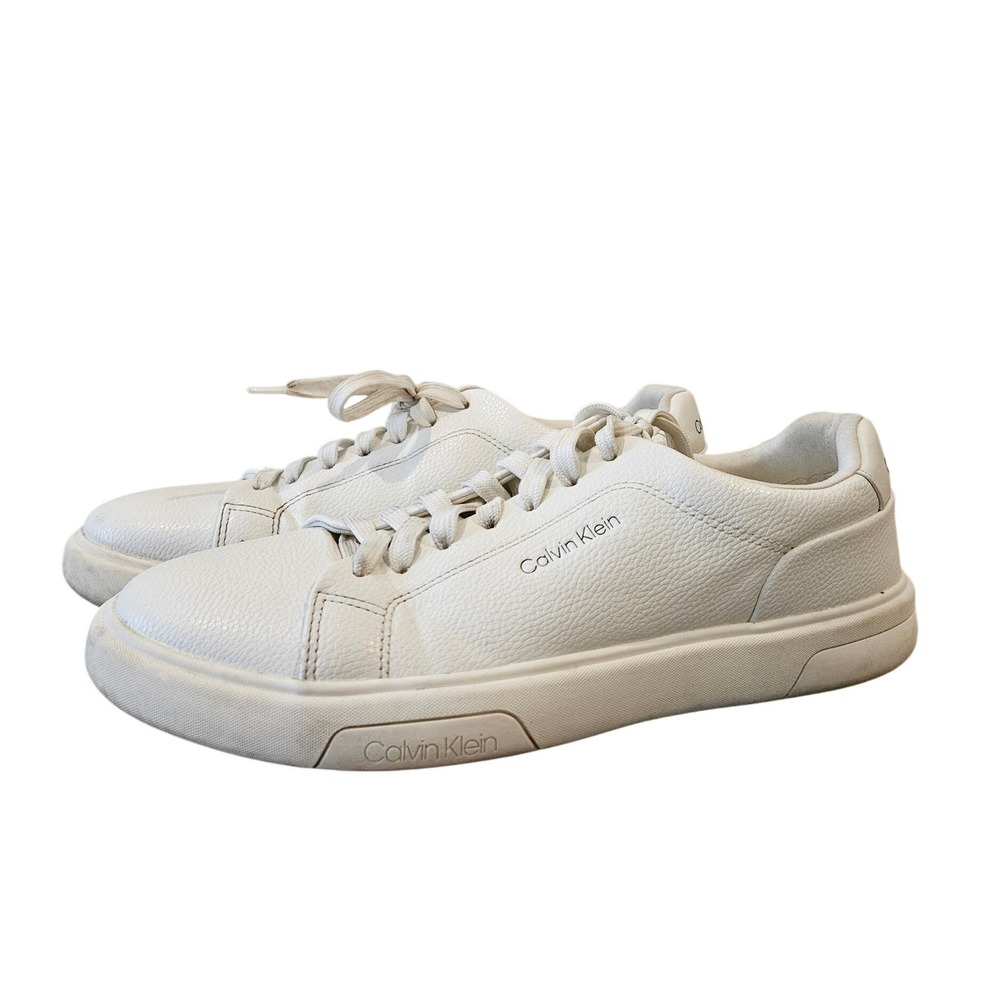 Calvin Klein Mens All White Grissom Low Top Sneakers CMGRISS02-SS Size 8.5